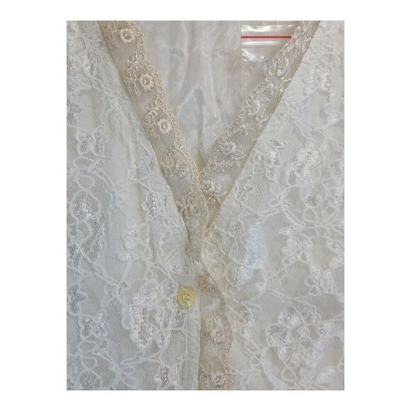 Vintage Ivory Lace Vest Size M David Hollis Collection Lined Tie Back - Picture 5 of 10